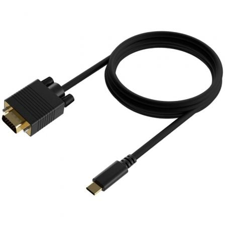 Cable Conversor Aisens A109-0692/ USB Tipo-C Macho - VGA Macho/ Hasta 27W/ 1250Mbps/ 80cm/ Preto