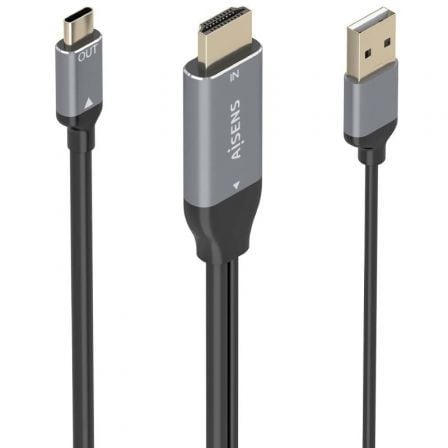 Cable Conversor Aisens A109-0871/ HDMI Macho/ USB Macho - USB Tipo-C Macho/ 1.8m/ Preto