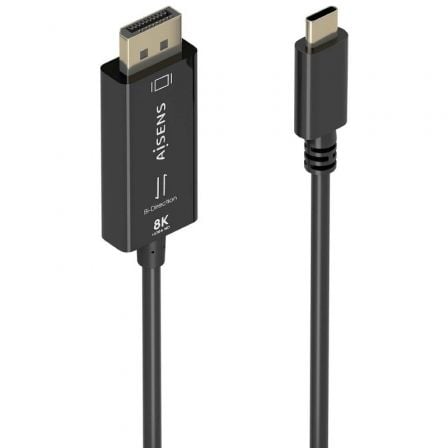 Cable Conversor Aisens A109-0879/ USB Tipo-C Macho - DisplayPort Macho/ 1.8m/ Preto