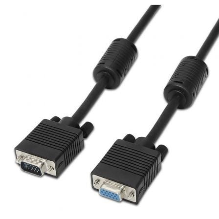 Cable Alargador SVGA Aisens A113-0078/ VGA Macho - VGA Hembra/ Hasta 3W/ 10Mbps/ 1.8m/ Preto