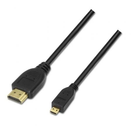 Cable Micro HDMI Aisens A119-0116/ HDMI Macho - Micro HDMI Macho/ Hasta 10W/ 720Mbps/ 80cm/ Preto