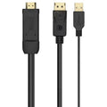 Cable Conversor Aisens A122-0641/ HDMI Macho - DisplayPort Macho + USB Macho/ Hasta 10W/ 2250Mbps/ 10cm + 1.8m/ Preto