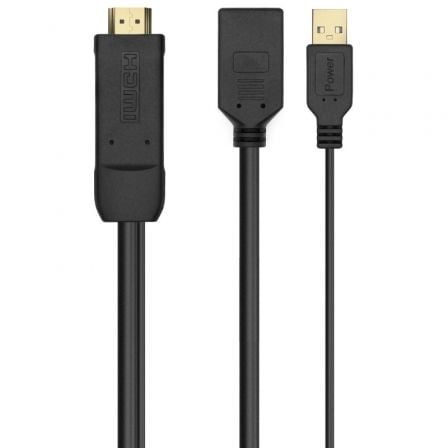 Cable Conversor 4K Aisens A122-0642/ HDMI Macho - DisplayPort Hembra - USB Macho/ Hasta 10W/ 2250Mbps/ 10cm + 10cm/ Preto
