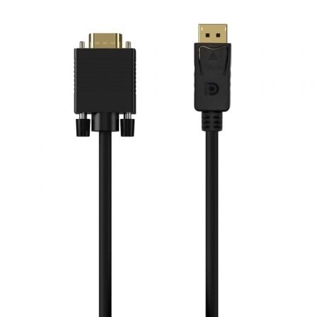 Cable Conversor Aisens A125-0552/ DisplayPort Macho - VGA Macho/ Hasta 5W/ 2300Mbps/ 1m/ Preto