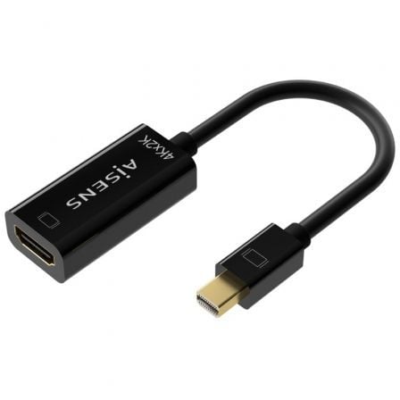 Cable Conversor Aisens A125-0643/ Mini DisplayPort Macho - HDMI Hembra/ Hasta 5W/ 2300Mbps/ 15cm/ Preto