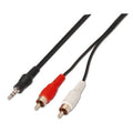 Cable Estéreo Aisens A128-0147/ Jack 3.5 Macho - 2x RCA Macho/ Hasta 0.1W/ 1.5m/ Preto