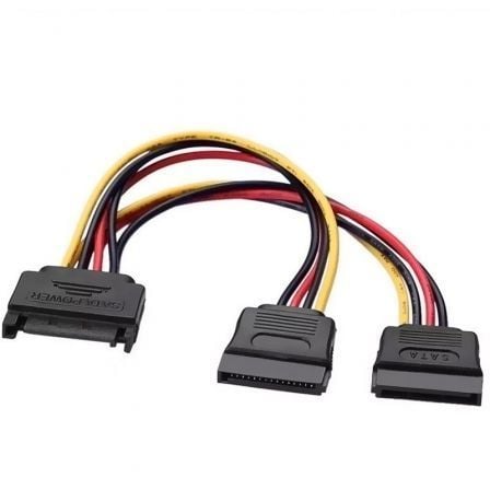 Cable Alimentación Aisens A131-0353/ SATA Macho - 2x SATA Hembra/ Hasta 54W/ 20cm/ Preto