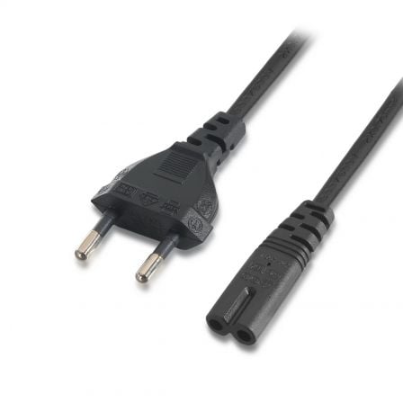 Cable Alimentación Forma 8 Aisens A132-0173/ CEE7/16 Macho - C7 Hembra/ Hasta 1500W/ 1.5m/ Preto