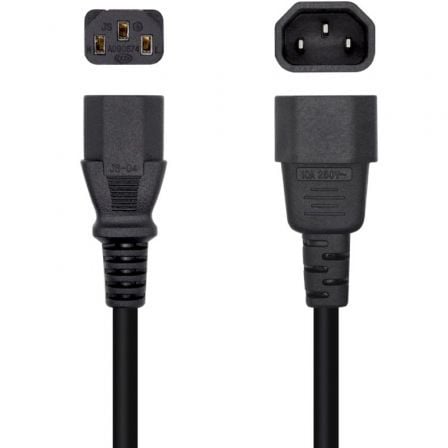 Cable Alimentación Aisens A132-0466/ C13 Hembra - C14 Macho/ Hasta 1500W/ 3m/ Preto