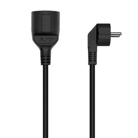 Cable Alargador de Alimentación Aisens A132-0600/ CEE7 Macho - CEE7 Hembra/ Hasta 1500W/ 2m/ Preto