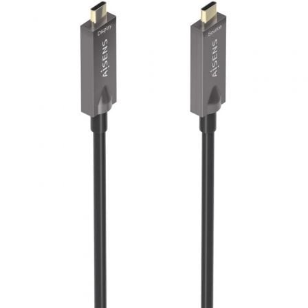 Cable USB 3.1 Tipo-C Aisens AOC A157-0883/ USB Tipo-C Macho - USB Tipo-C Macho/ Hasta 60W/ 10Gbps/ 15m/ Preto