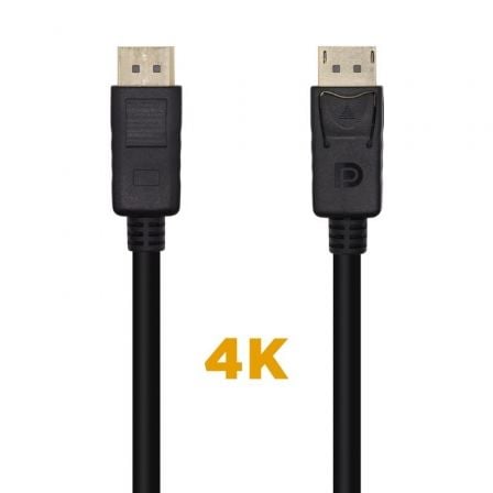 Cable DisplayPort 1.2 4K Aisens A124-0455/ DisplayPort Macho - DisplayPort Macho/ 1m/ Preto