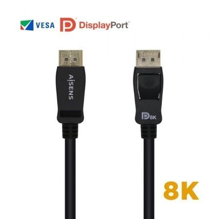 Cable DisplayPort 1.4 8K Aisens A149-0433/ DisplayPort Macho - DisplayPort Macho/ 3m/ Certificado/ Preto