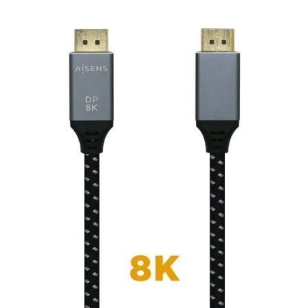 Cable DisplayPort 1.4 8K Aisens A149-0434/ DisplayPort Macho - DisplayPort Macho/ 50cm/ Preto Gris