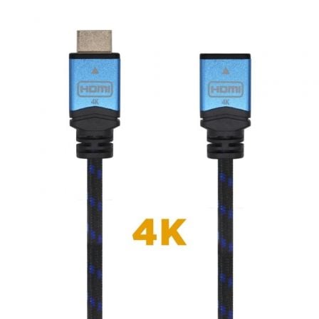 Cable Alargador HDMI Aisens A120-0454/ HDMI Macho - HDMI Hembra/ 3m/ Preto/ Azul