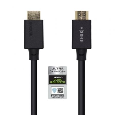 Cable HDMI 2.1 8K Aisens A150-0424/ HDMI Macho - HDMI Macho/ 3m/ Certificado/ Preto
