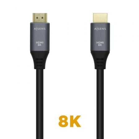 Cable HDMI 2.1 8K Aisens A150-0425/ HDMI Macho - HDMI Macho/ 50cm/ Gris Preto