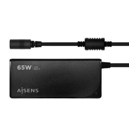 Carregador de Portátil Aisens ASLC-65WAUTO-BK/ 65W/ 1xUSB QC3.0/ Automático/ 9 Conectores/ Voltaje 18.5-20V