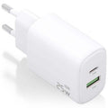 Carregador de Pared GaN Aisens A110-0911/ 1xUSB Tipo-C/ 1xUSB/ 25W/ Branco
