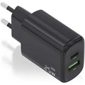 Carregador de Pared GaN Aisens A110-0912/ 1xUSB Tipo-C/ 1xUSB/ 25W/ Preto