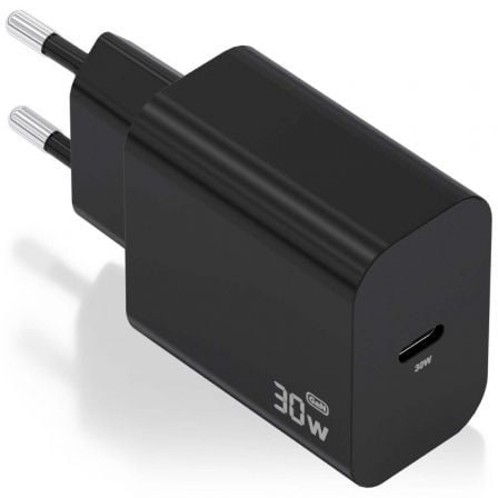 Carregador de Pared GaN Aisens A110-0941/ 1xUSB Tipo-C/ 30W/ Preto
