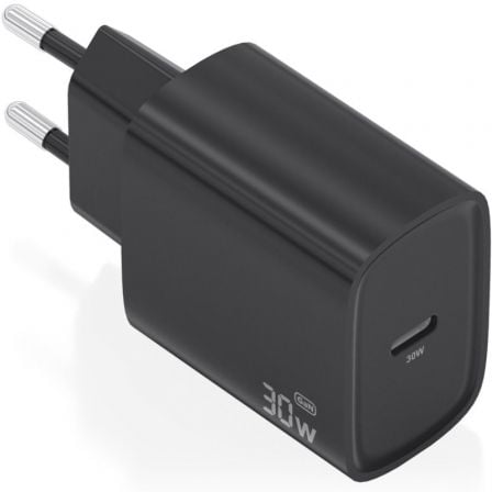 Carregador de Pared GaN Aisens A110-0951/ 1xUSB Tipo-C/ 30W/ Preto