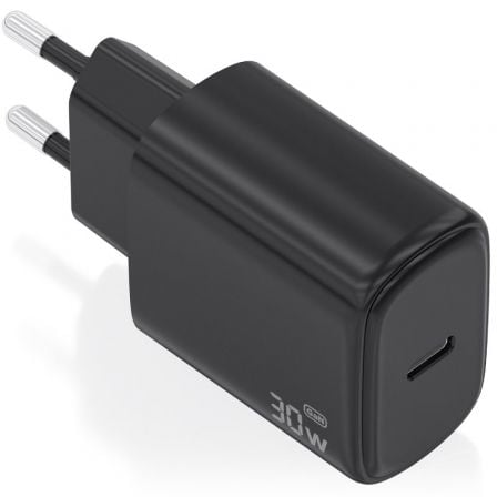 Carregador de Pared GaN Aisens A110-0976/ 1xUSB Tipo-C/ 30W/ Preto