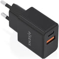 Carregador de Pared GaN Aisens A110-1026/ 1xUSB Tipo-C/ 1xUSB/ 20W/ Preto