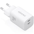 Carregador de Pared GaN Aisens A110-1029/ 2xUSB Tipo-C/ 65W/ Branco