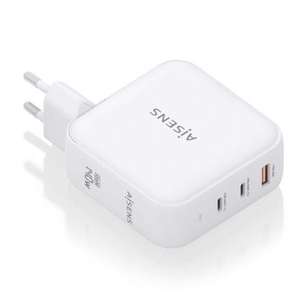 Carregador de Pared GaN Aisens ASCH-140W3P030-W/ 2xUSB Tipo-C/ 1xUSB/ 140W