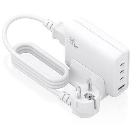 Carregador Sobremesa GaN Aisens ASCH-140W4P055-W/ 3xUSB Tipo-C/ 1xUSB/ 140W