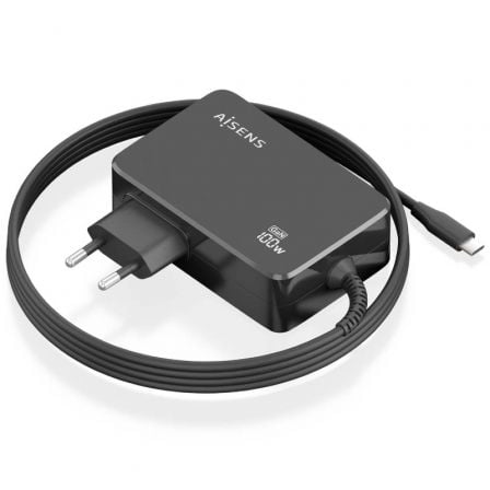 Carregador de Portátil GaN Aisens ASCH-1PD100WL50-BK USB Tipo-C/ 100W/ Automático/ Voltaje 5-20V