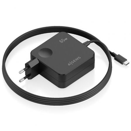 Carregador de Pared Aisens ASCH-1PD65WL80-BK/ 1xUSB Tipo-C/ 65W/ Preto