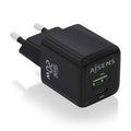 Carregador de Pared GaN Aisens ASCH-20W2P011-BK/ 1xUSB Tipo-C/ 1xUSB/ 20W