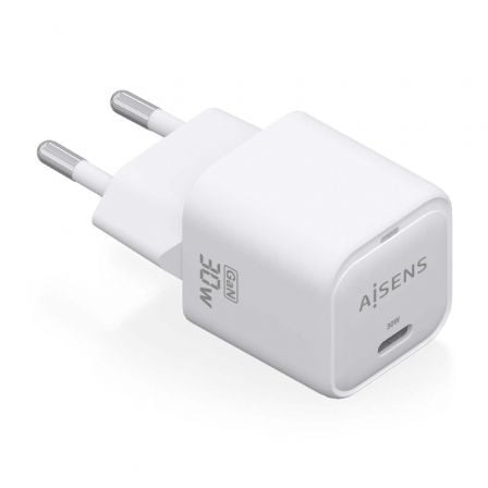 Carregador de Pared GaN Aisens ASCH-30W1P018-W/ 1xUSB Tipo-C/ 30W