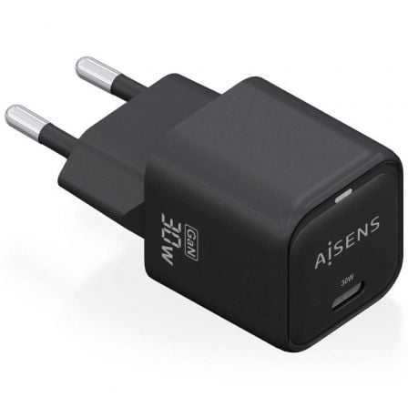 Carregador de Pared GaN Aisens ASCH-30W1P019-BK/ 1xUSB Tipo-C/ 30W