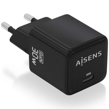 Carregador de Pared GaN Aisens ASCH-30W1P036-BK/ 1xUSB Tipo-C/ 30W