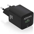 Carregador de Pared GaN Aisens ASCH-30W2P038-BK/ 1xUSB Tipo-C/ 1xUSB/ 30W