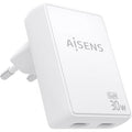Carregador de Pared GaN Aisens ASCH-30W2P075-W/ 2xUSB Tipo-C/ 30W/ Branco