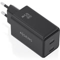 Carregador de Pared GaN Aisens ASCH-65W2P079-BK/ 2xUSB Tipo-C/ 65W/ Preto
