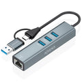 Hub USB + USB Tipo-C 3.2 Aisens A109-1033/ 3xUSB/ 1xRJ45/ Gris