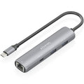 Hub USB Tipo-C Aisens ASUC-4P039-GR/ 1xUSB Tipo-C/ 2xUSB/ 1xRJ45/ Gris
