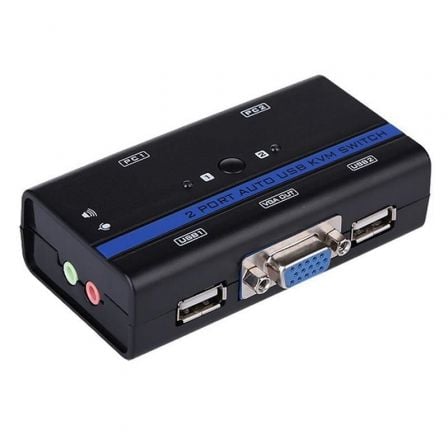 Conmutador KVM SVGA Aisens A111-0064/ 2PC con 1 sólo teclado y Rato