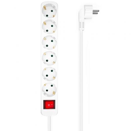 Regleta con Interruptor Aisens A154-0535/ 6 Tomas de Corriente/ Cable 1.4m/ Branco