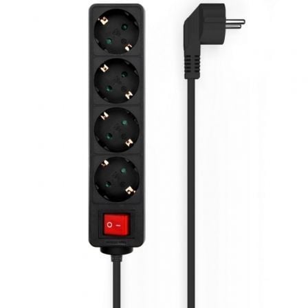 Regleta con Interruptor Aisens A154-0650/ 4 Tomas de Corriente/ Cable 1.4m/ Preto