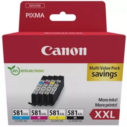 Cartucho de Tinta Original Canon CLI-581XXL Multipack Alta Capacidad/ Cian/ Magenta/ Amarillo/ Preto