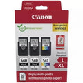 Cartucho de Tinta Original Canon PG-540L + CL-541 XL Multipack Alta Capacidad/ 2x Preto/ Tricolor + Papel Fotográfico