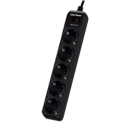 Regleta con interruptor Cyberpower B0520SC0-DE/ 5 Tomas de corriente/ Cable 1.8m/ Preta