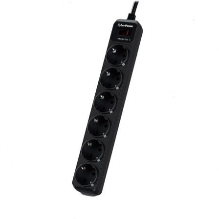 Regleta con interruptor Cyberpower B0620SC0-DE/ 6 Tomas de corriente/ Cable 1.8m/ Preta