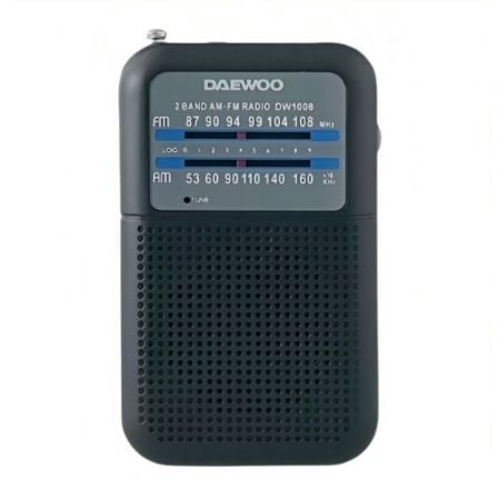 Radio Portátil Daewoo DW1008/ a Pilas/ Preta